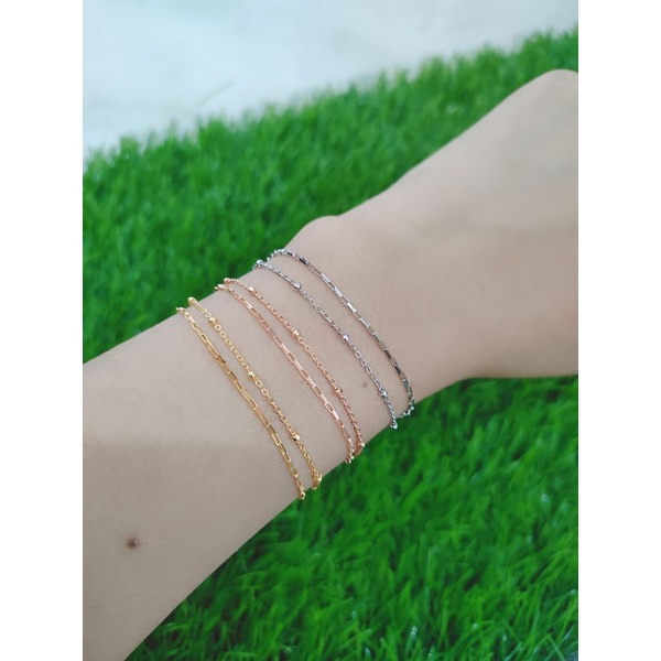 GELANG PERAK ASLI SILVER 925 LAPIS EMAS/GELANG TANGAN RANTAI JEDAR KOMBI RANTAI PAPERCLIP+1BEL/ASLI SILVER/FASHION WANITA TERBARU