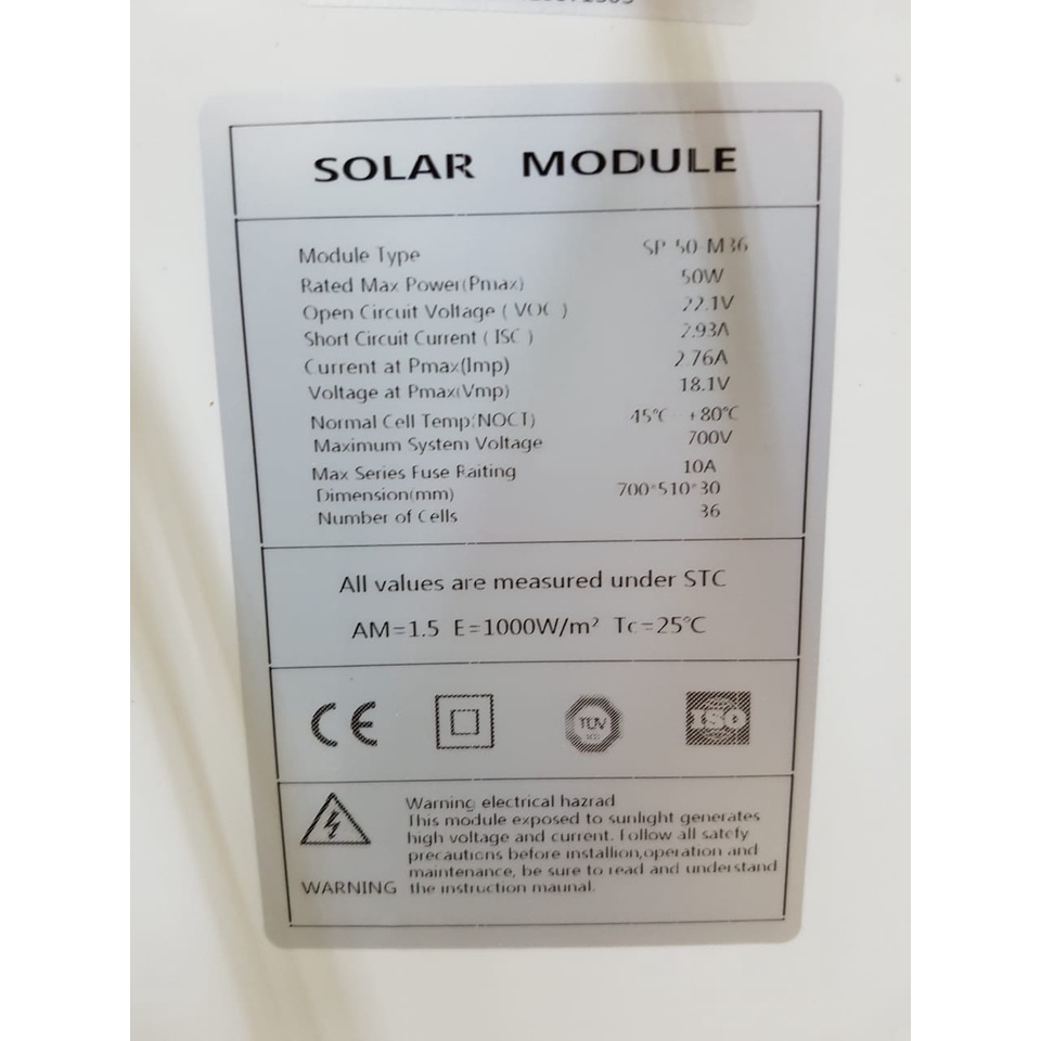 Solar Panel 50WP Solar Cell Solar Panel Surya 50WP MONO SSERIES