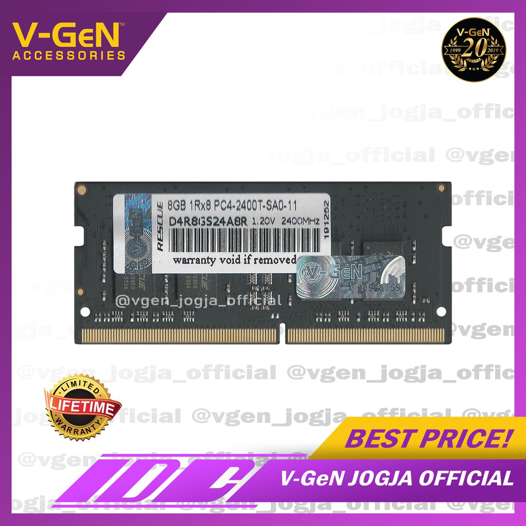 V-GeN RESCUE SODIMM DDR4 PC 19200 4GB - 16 GB GARANSI RESMI