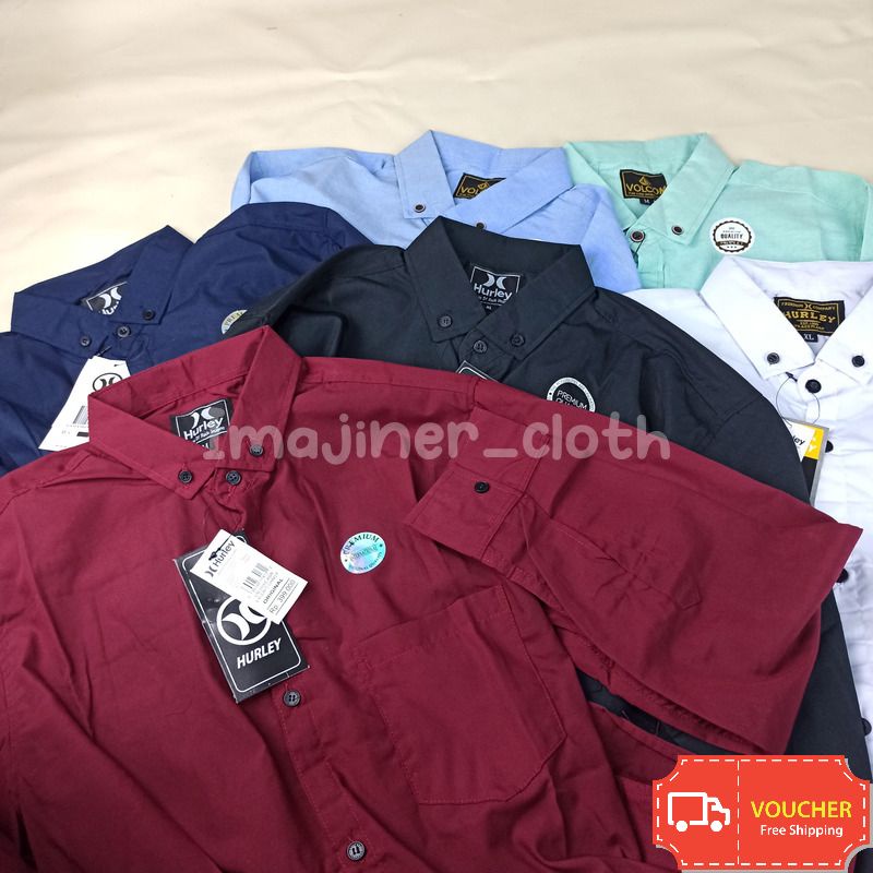 IMAJINER | Kemeja Panjang Pria Cowok Gentlemen Polos Katun Kerja Kantor Formal Lengan Panjang | Kemeja Pria | kemeja kerja | Kemeja Cowok Polos Lengan Panjang Hitam Putih /Kemeja Pria/kemeja katun Slimfit 2021