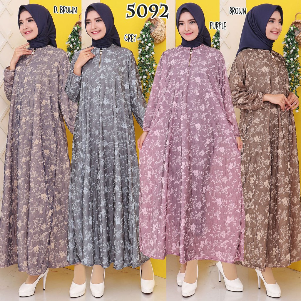 Baju Gamis Wanita Gamis Jumbo 4L Gamis Kaos Import Bunga 3222
