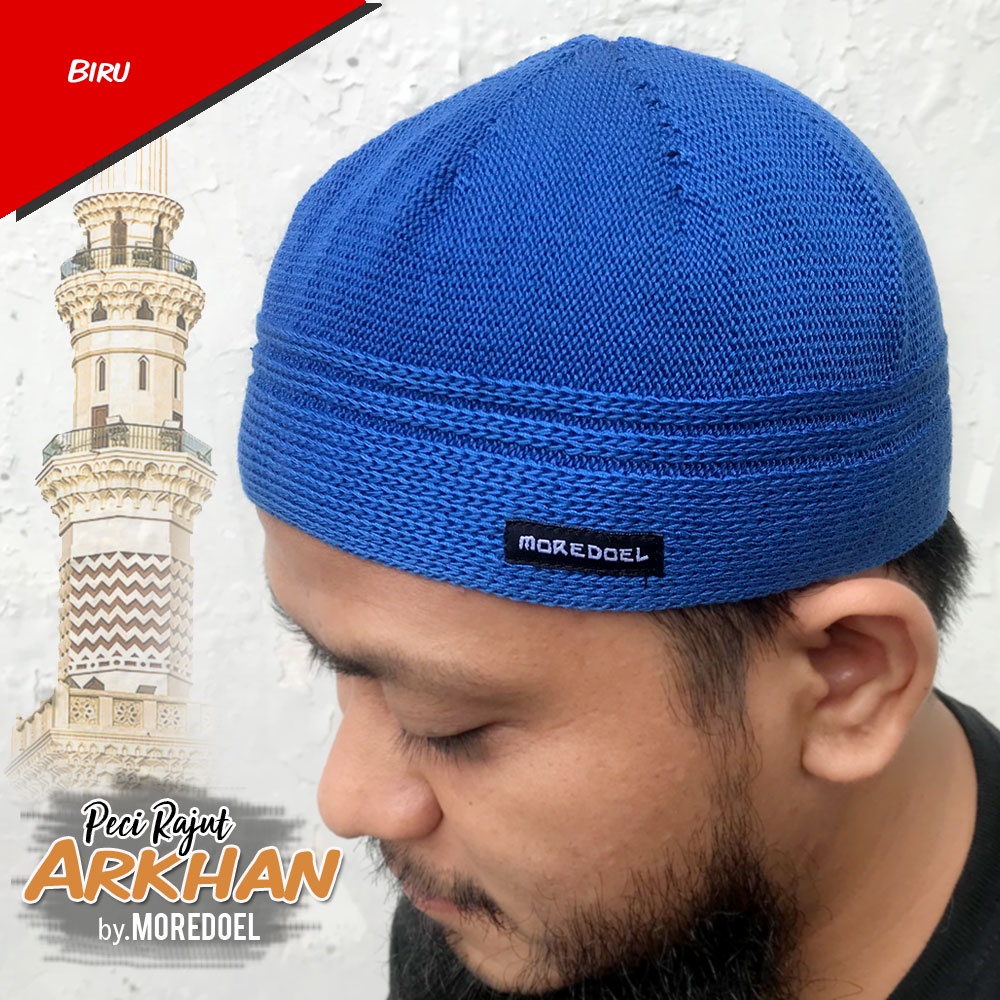 MOREDOEL - Kopiah Peci Rajut Pria Arkhan By Moredoel Nyaman dipakai Shalat dan Gaya dipakai Harian