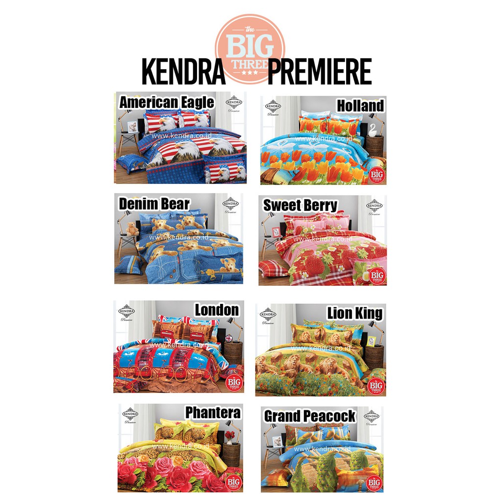 BEDCOVER + SPREI Rumbai 180x200 KENDRA PREMIERE motif EALGE DENIM BEAR PEACOCK - KING SIZE 180 - BC