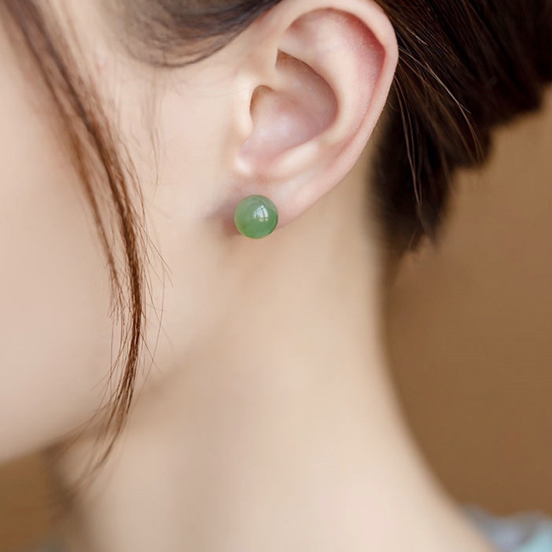 Anting Gantung Batu Giok Hetian Natural Simple Cantik Untuk Wanita ACKER