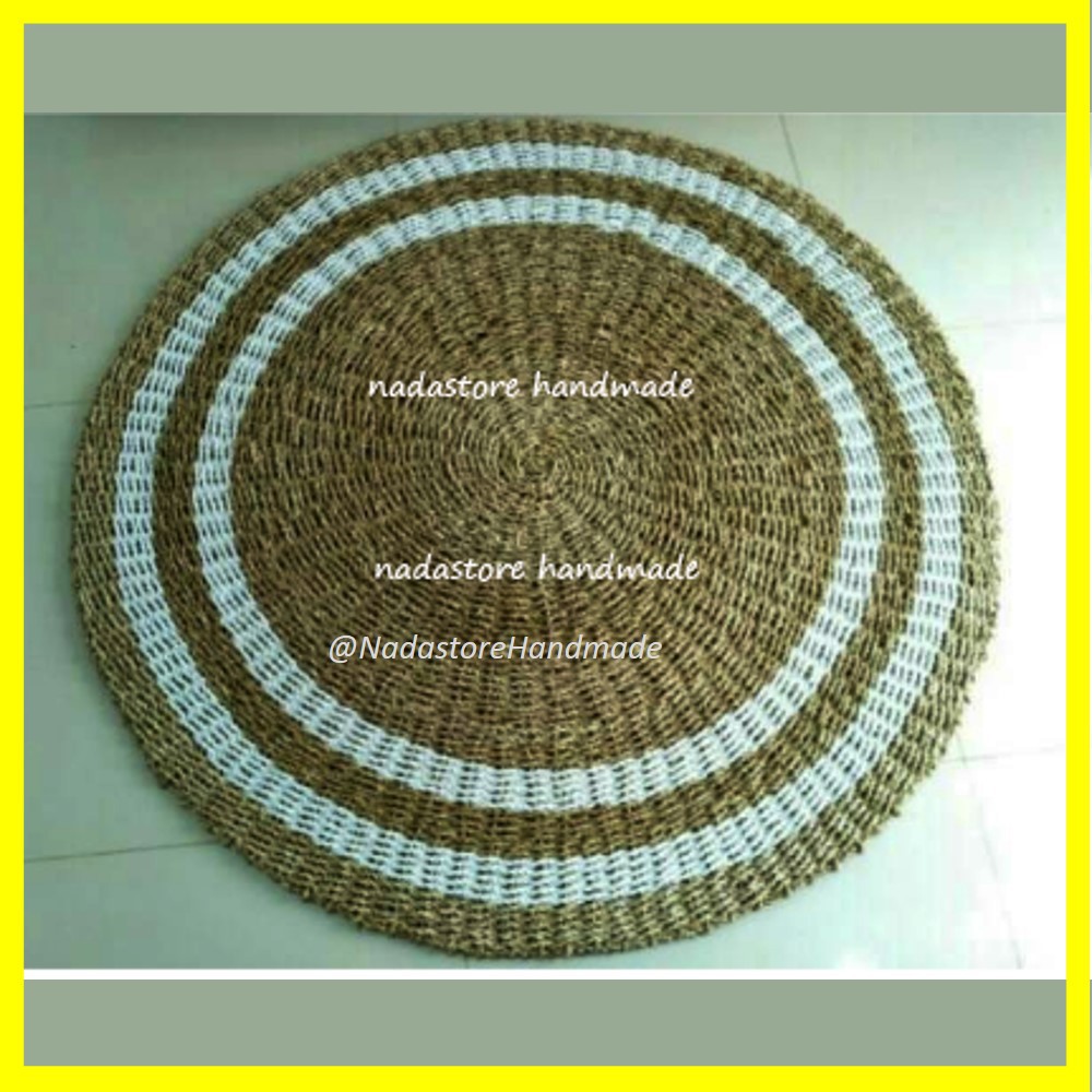 RUG SEAGRASS 100 CM NATURAL LIS PUTIH