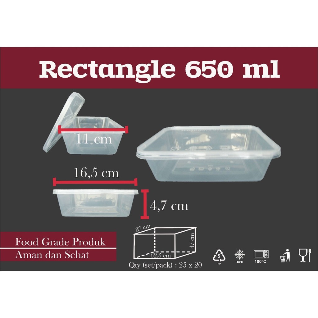 Kotak makan plastik tahan microwave / LIBRA Food Container / Thinwall 650 ml - per 1 Pcs