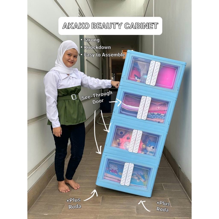 BOX SERBAGUNA BOX PORTABLE STORAGE BOX MULTIFUNGSI AKAKO BEAUTY CABINET 45L