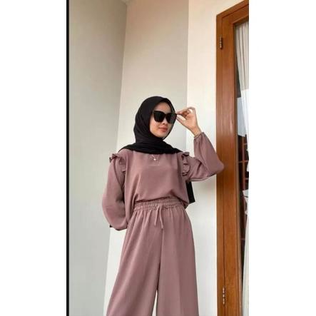 Ruby Crinkle/Setelan Kulot Crinkle/One Set Terbaru