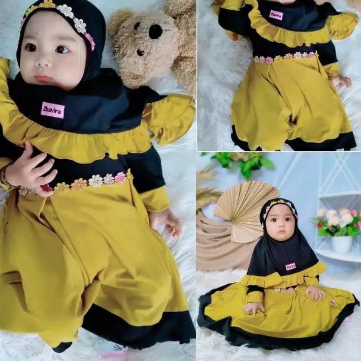 ‼️ Gamis Daisy Syari Kids Usia 0 - 4 Tahun / Gamis Syari Anak / Gamis Syari Anak Perempuan / Kekinia