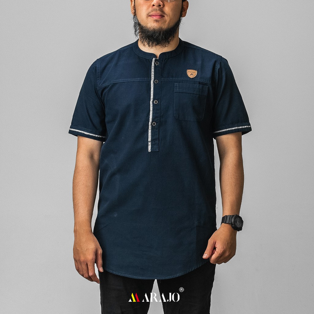 PAKAIAN MUSLIM PRIA KURTA MARAJO agam bahan cotton washing BERKUALITAS warna hitam tan maroon navy L