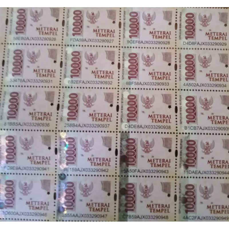 

Materai Rp. 10.000 paket 10 Pcs | Dijamin asli 100%