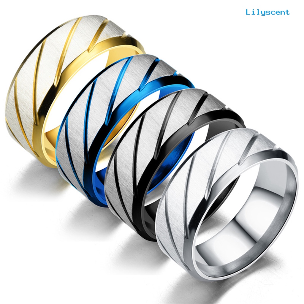 Ls Cincin Pasangan Bahan Stainless Steel Motif Twill Geometris Untuk Pertunangan