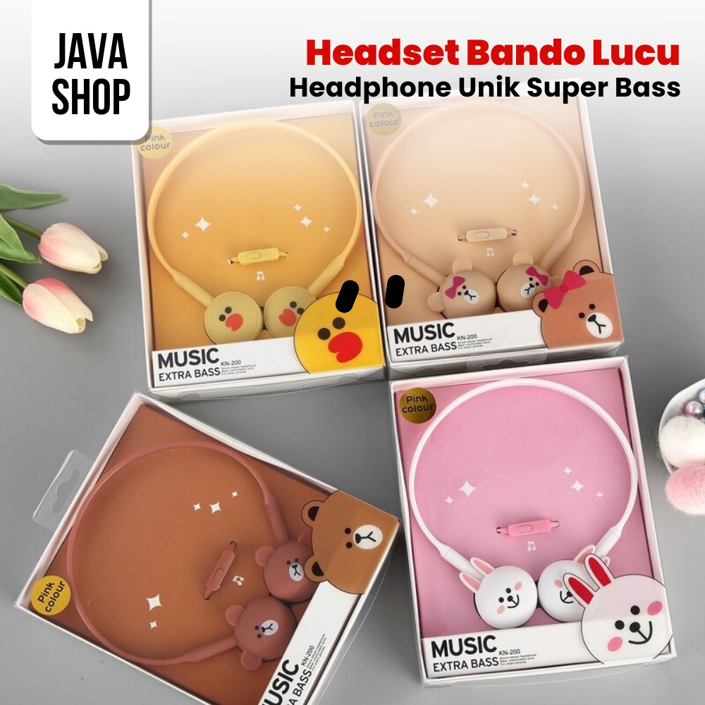 JAVASHOP Headset Bando Lucu Karakter Imut Headphone Unik Super Bass