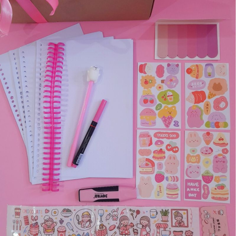 

Studygram Kit / Bullet Journal Kit Tema Cheerful Pink / Jurnal Kit / Gift Box / Paket Studygram