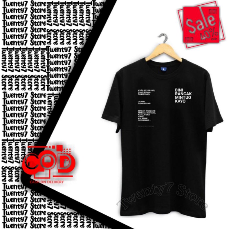 Baju Distro Minang Pria Keren Bini Rancak Mintuo Kayo Kaos Terlaris Cowok Cewek