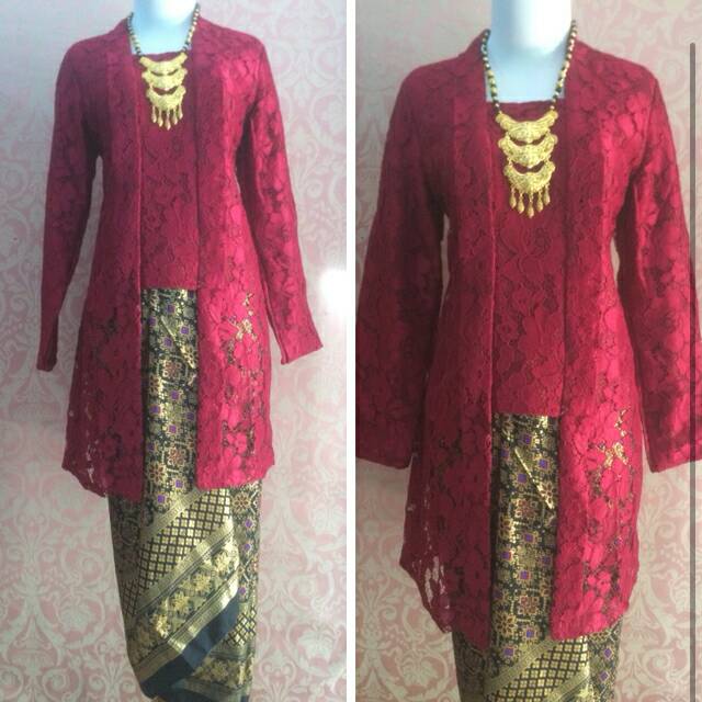Brukat Panjang Kutubaru Kebaya Merah Shopee Indonesia