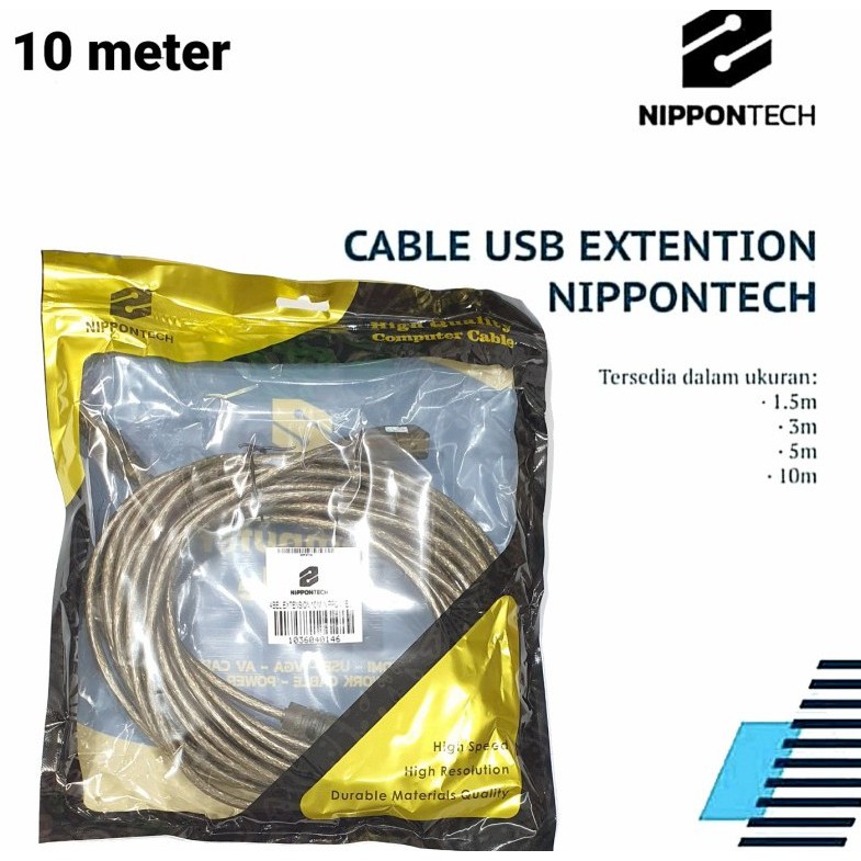 Kabel usb Extentsion transparan 10meter nipontech