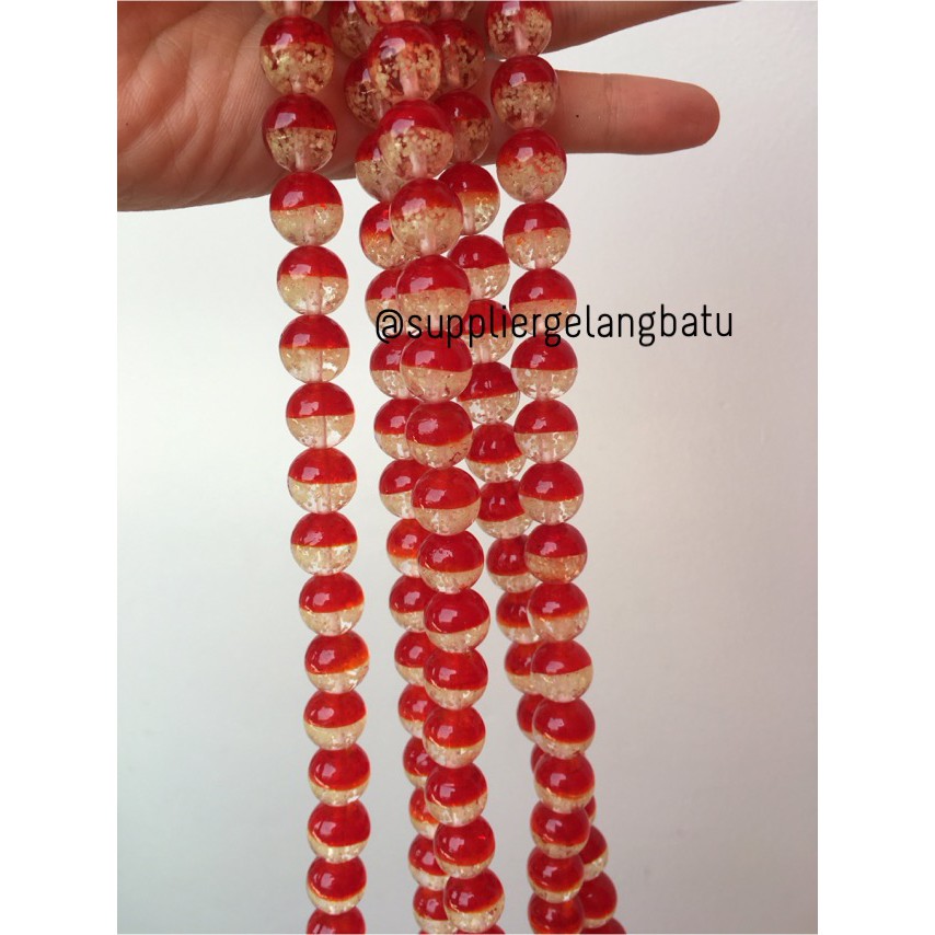 Manik Kristal Merah 12mm Glow In The Dark Fosfor Red Premium Cantik aksesoris craft beads supplier