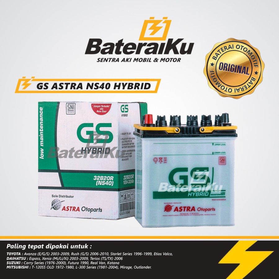 Aki Mobil GS Astra NS40 Aki Hybrid Aki Basah Untuk Avanza, Xenia, Carry, Katana