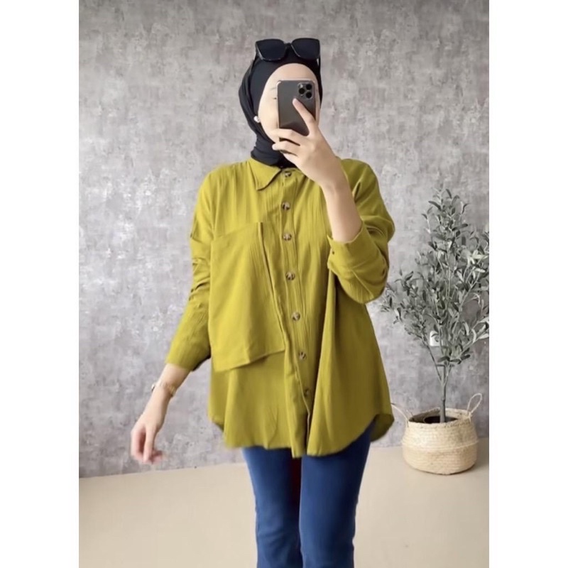 KALA BLOUSE KATUN CRINKLE OVERSIZE / ATASAN WANITA / KOREAN STYLE