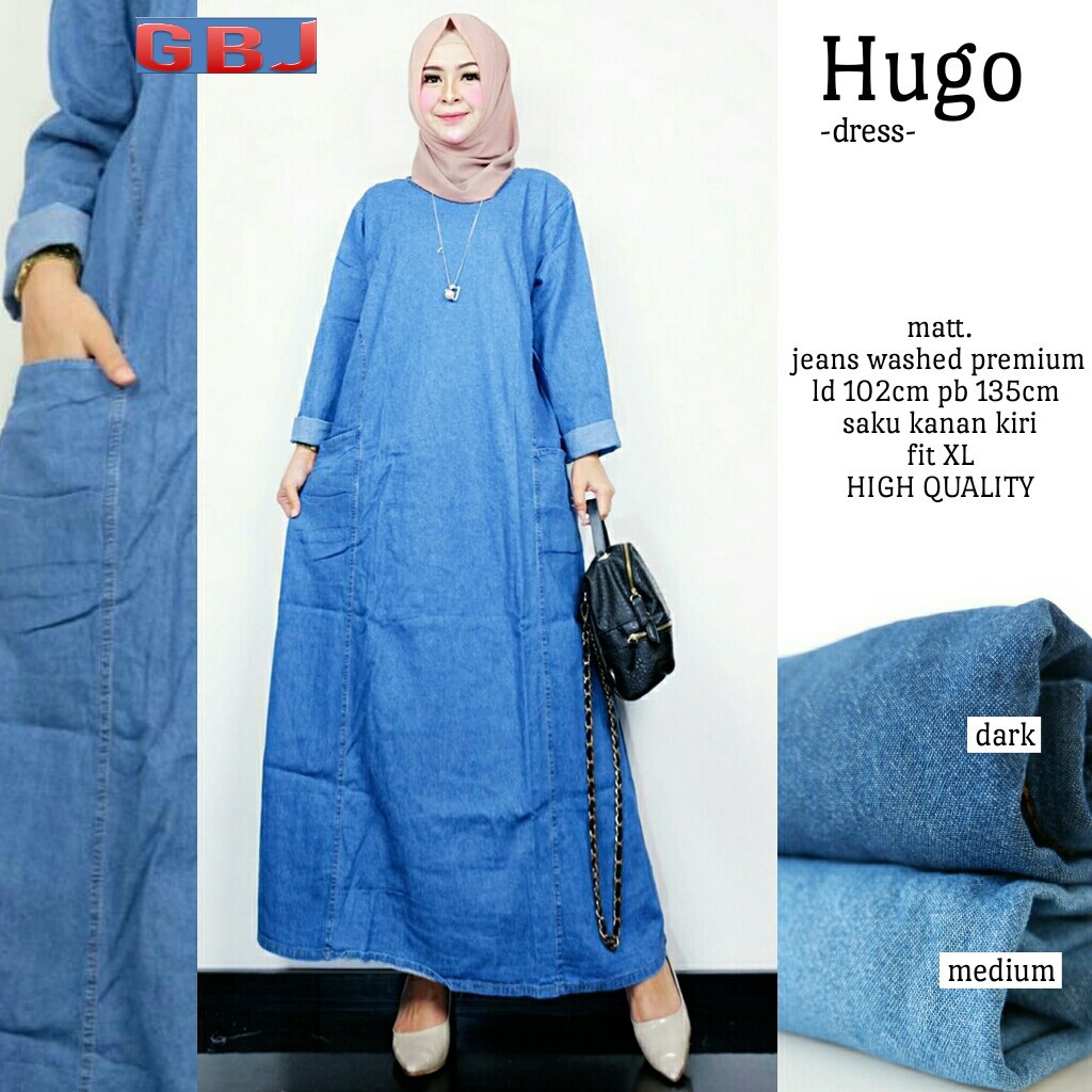 HUGO DRESS JEANS BASIC MAXI GAMIS GROSIR MURAH SOLO GBM