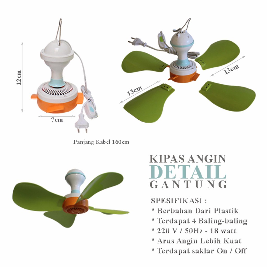 KIPAS ANGIN GANTUNG MINI FAN 18WATT JM-380 JIAMEI