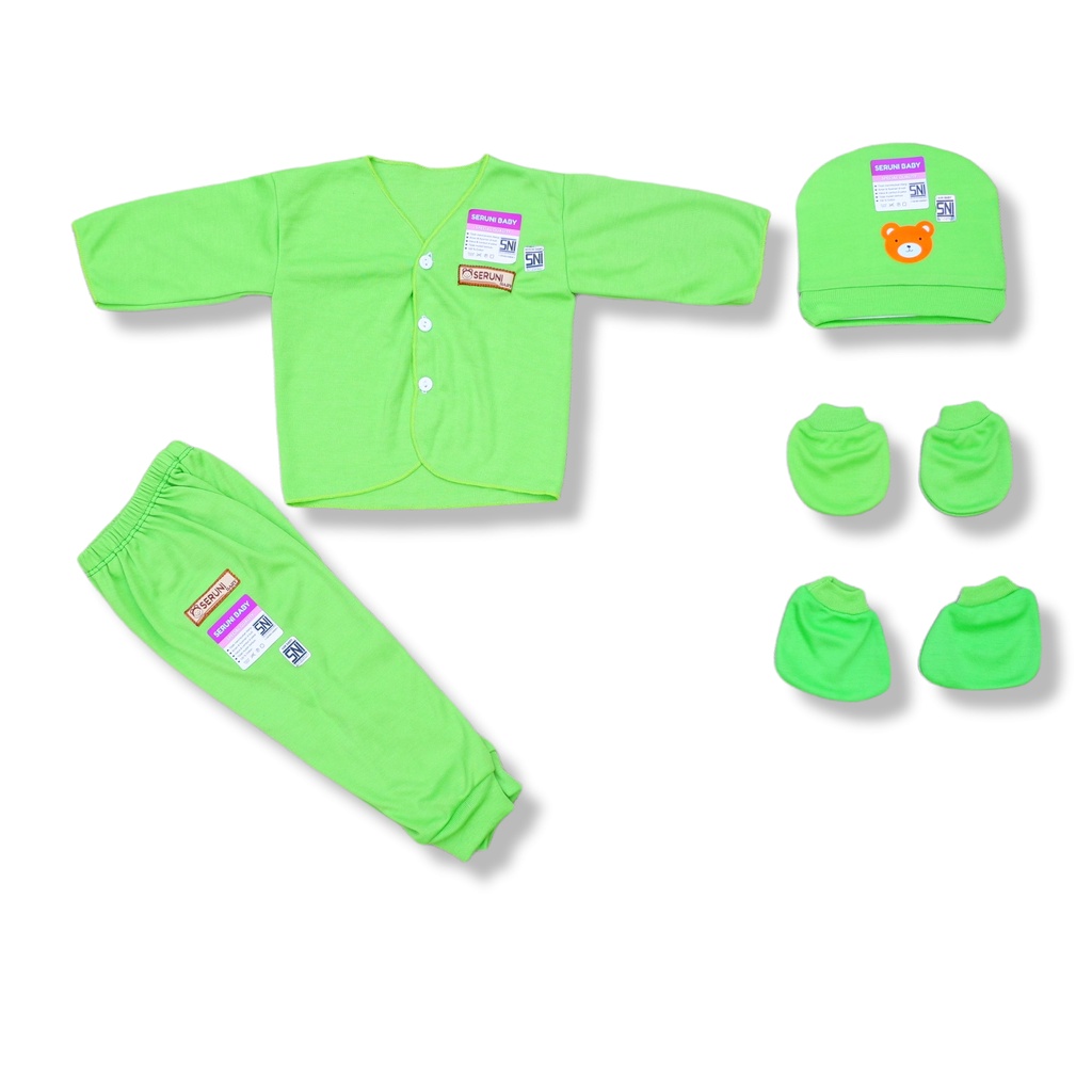 SERUNI BABY - Set Setelan Baju Bayi Topi Kupluk Sarung Tangan Kaki SNI Motif  Wartu