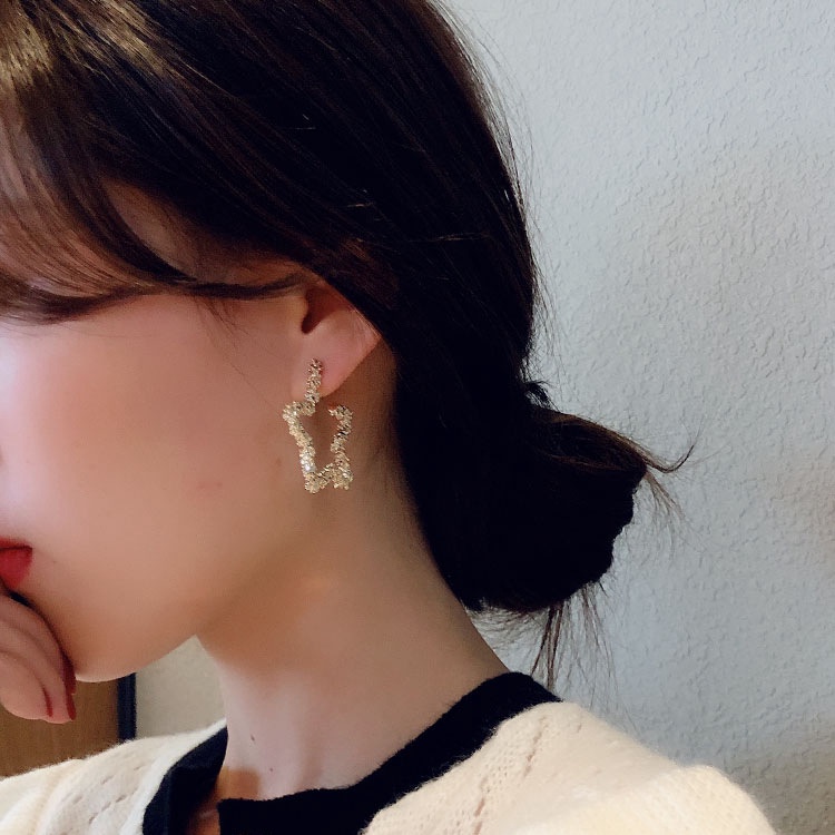 Korea Dongdaemun rasa Desain Pentagram anting-anting wanita berlebihan dan pribadi Trendi all-match