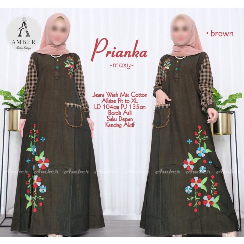 Prianka Maxy Dress Gamis WanitaTerbaru Bahan Jeans Washed Denim Mix Cotton  Busui