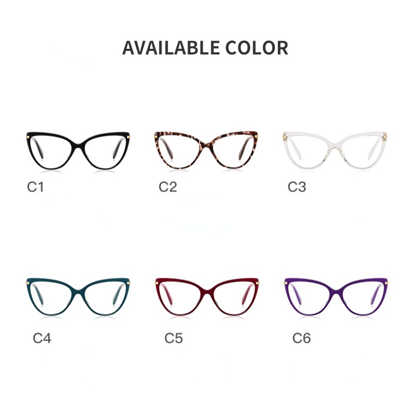 Kacamata Optik Desain Mata Kucing Warna Permen Anti Blue Light Bahan Metal Engsel TR90