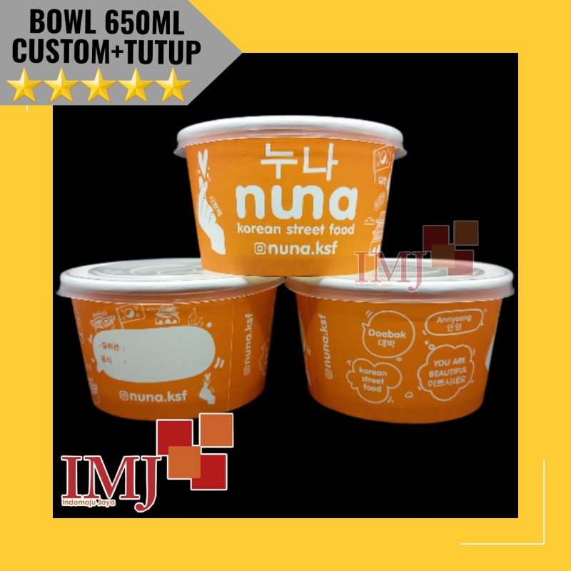PAPER BOWL 650ML CUSTOM FULL COLOR DAN TUTUP SABLON PAPER BOWL 650 ML PRINT CETAK PAPER BOWL 650ML