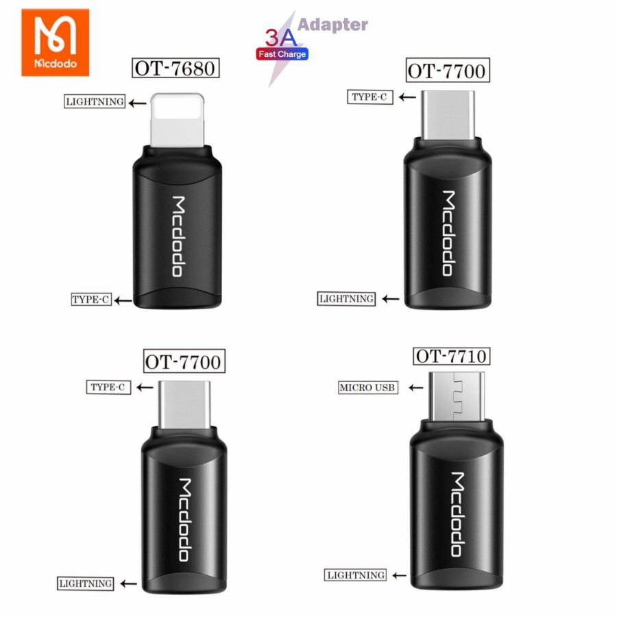 Mcdodo Charging Converter Adaptor 3A Quick Charge iPhone Android