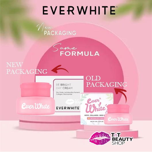 [ORI] Everwhite Be Bright Day Cream dengan Kandungan Kefir dan Collagen Melembutkan Wajah Putih Mulus l 15ml BPOM ORIGINAL