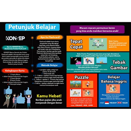 Flash Card Belajar WARNA BENTUK PROFESI - KONSEP FLASHCARD isi 48 shapes colours mainan edukasi flashcards flash card