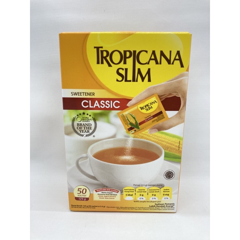 GULA Tropicana Slim SWEETENER CLASSIC 50x2,5g BOX barcode 749921001016