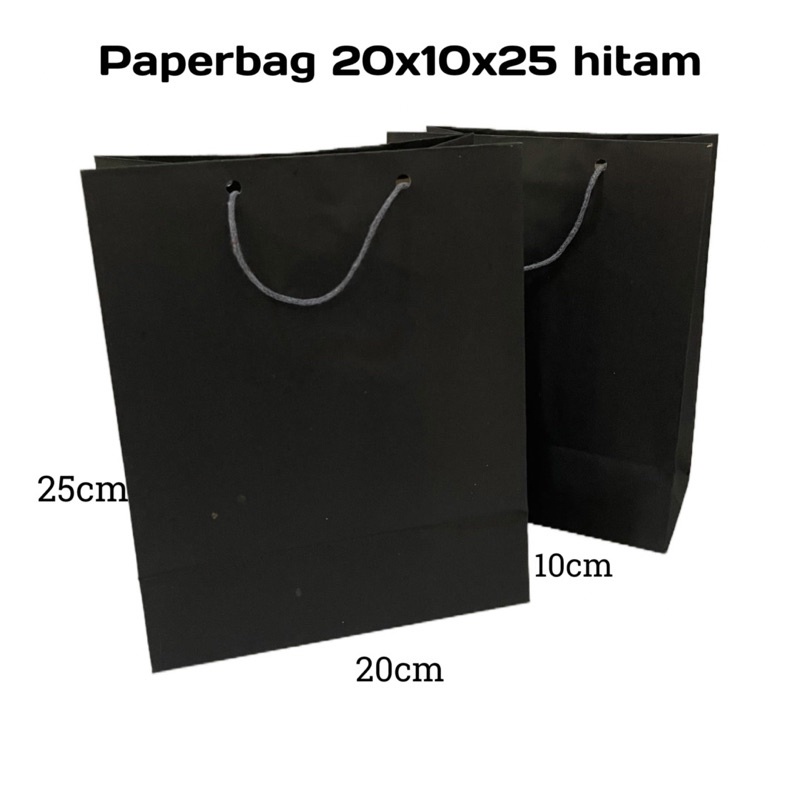 

( MINIMAL 12PCS ) PAPERBAG HITAM 20x10x25 / tas kertas hitam untuk souvenir tas ultah ulang tahun