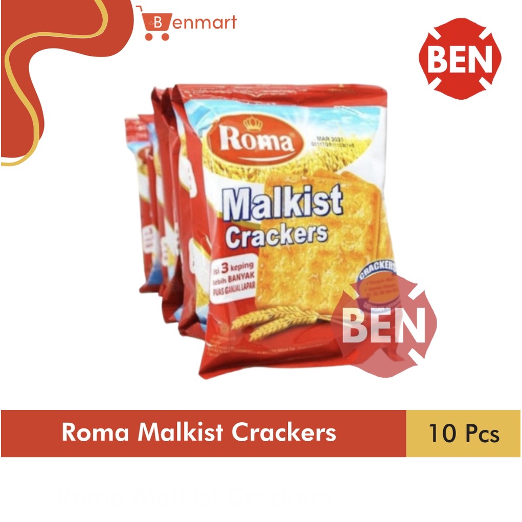 

Roma Malkist Crackers 1 Renceng 10 Sachet Pcs Malkis Merah Gula Manis