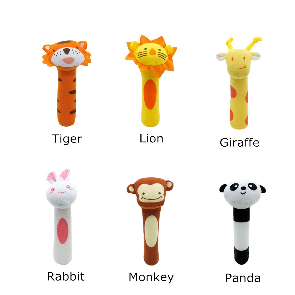 Mainan Bayi Bunyi Hand Rattle Stick Doll Baby Cewek Cowok Hewan Animal