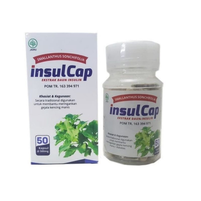 INSULCAP Ekstrak Daun Insulin 50 Kapsul BPOM ORIGINAL - INSULCAP Herbal Diabetes Kencing Manis