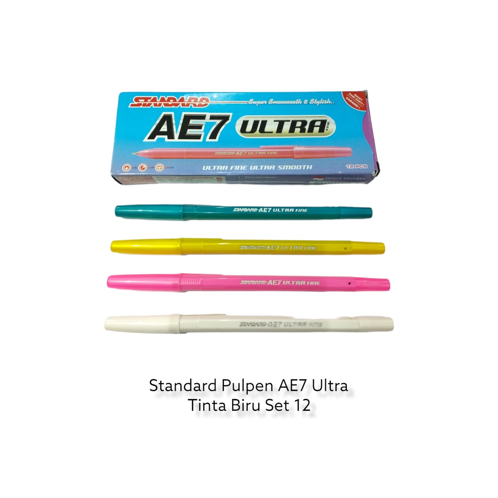 

Standard AE7 Ultra Fine Tinta Biru Set 12 pcs / Pulpen Standard AE7 Ultra Tinta Biru – Set 12 pcs