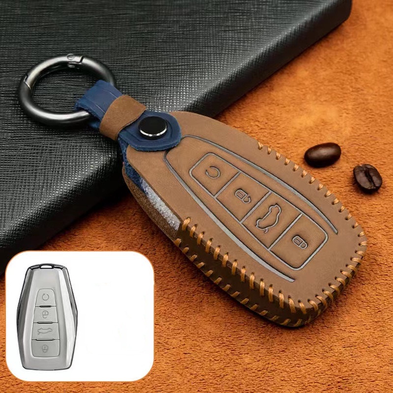 Casing Kunci Remote Mobil Keyless Bahan Kulit Warna Hitam Untuk Proton X70