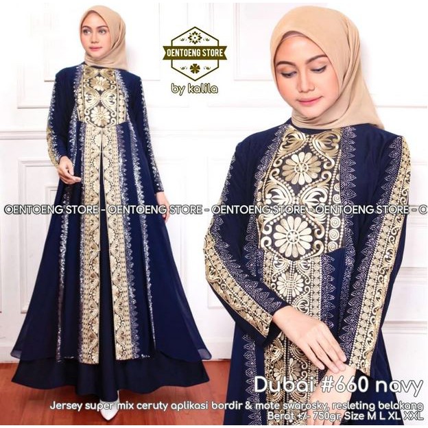 SUPER - [TERLARIS] DUBAI #660 NAVY BY OENTOENG STORE / ABAYA JERSEY MIX CERUTY / GAMIS PESTA