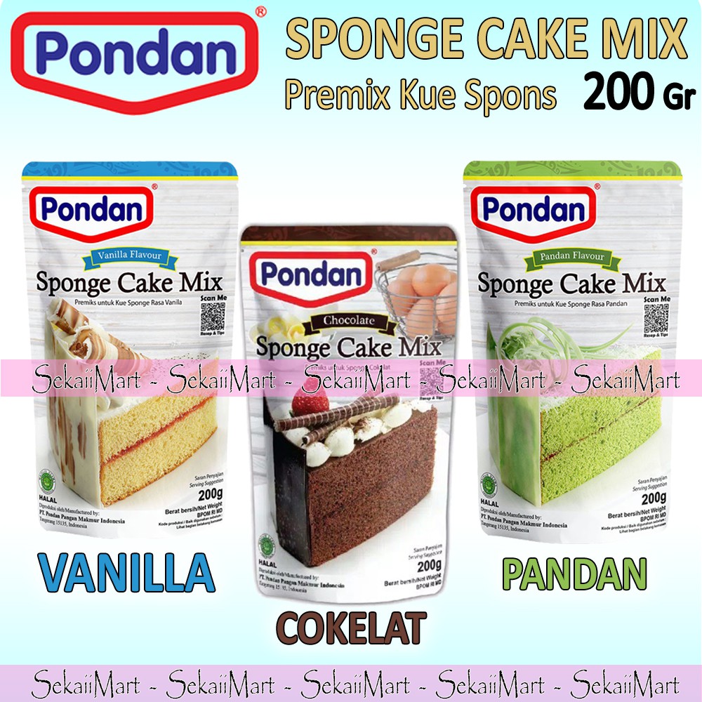 

PONDAN Sponge Cake Mix 200g All Variant - Tepung Premiks Kue Spons Rasa Cokelat Pandan Vanilla