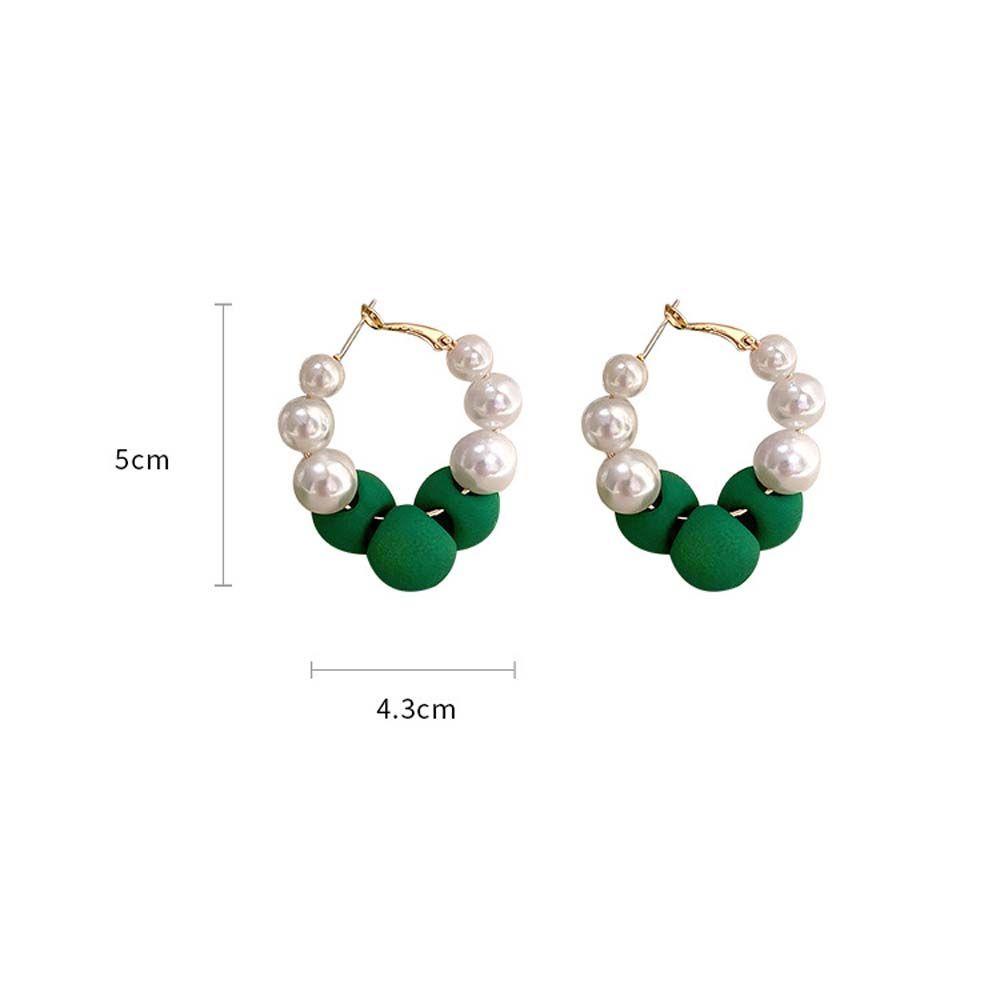 NEEDWAY Anting Berlebihan Pernikahan Mode Bola Logam Geometris Manik-Manik Mutiara Telinga Studs