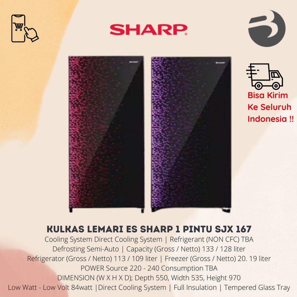 LEMARI ES SHARP SJX 185 / KULKAS 1 PINTU SHARP