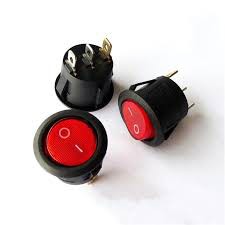 Saklar Bulat Plus Lampu 3 Pin / Rocker Switch Bulat Merah 3pin ( + lampu )