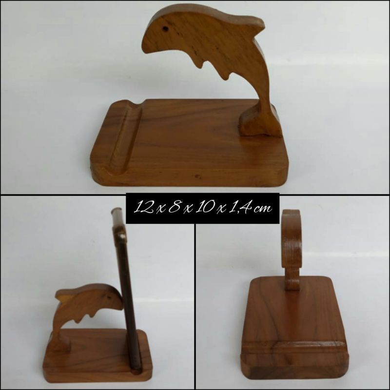 DUDUKAN HP / STAND HP BERKARAKTER DARI KAYU JATI