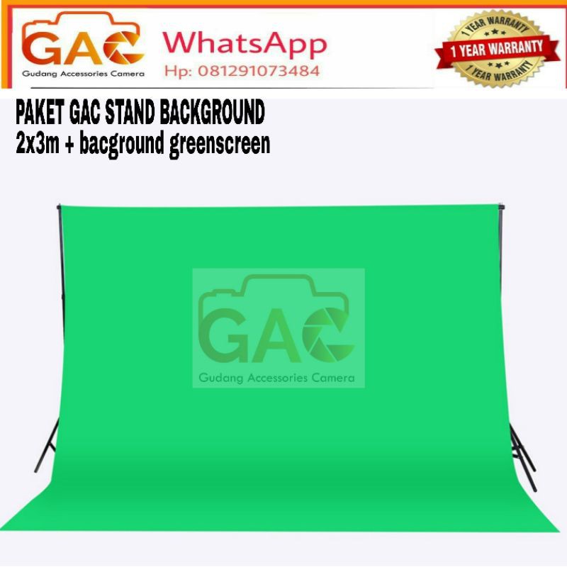 paket GAC stand background studio + kain background ambitfull green