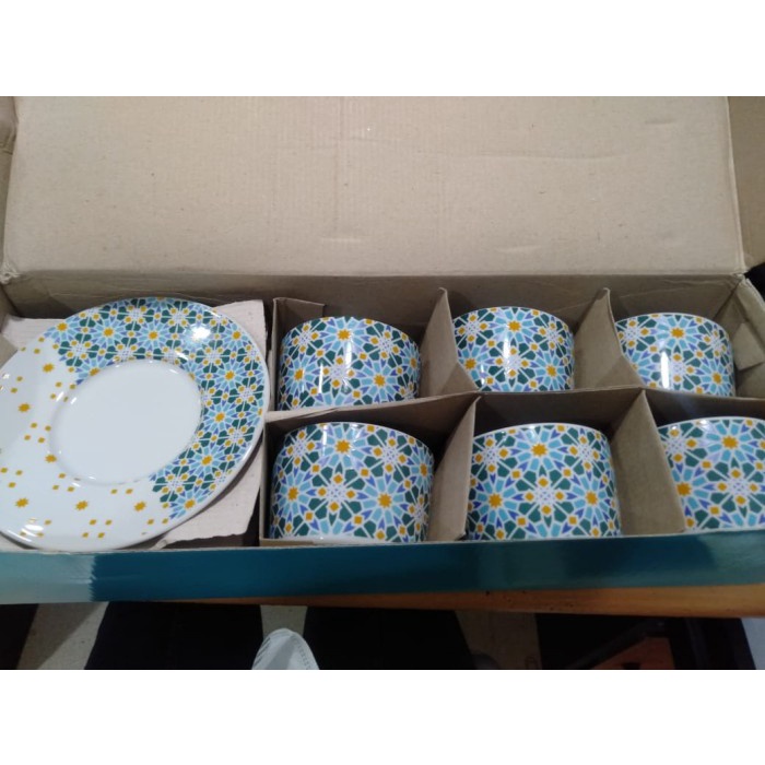 Tea set Kopin 12pcs (6 tatak gelas + 6 cangkir)