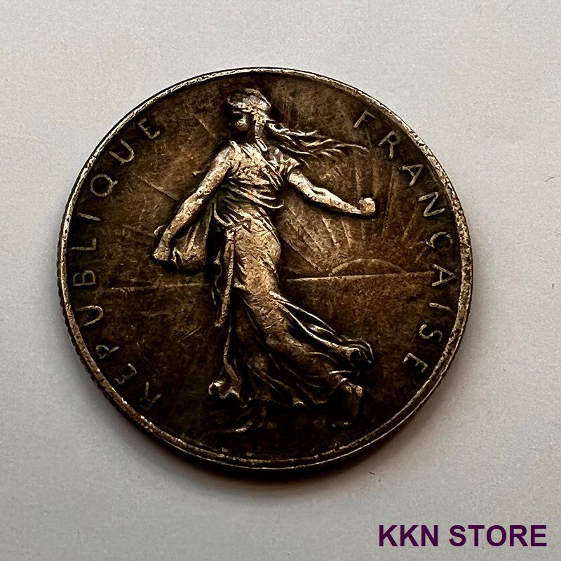 Antik Collectibles French 1928 Kuningan Berlapis Perak Koin Peringatan Mata Uang Asing - 822